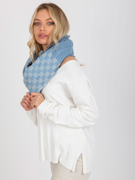Hurtownia Niebiesko-biały damski komin zimowy w kratkę