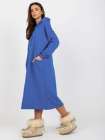 Hurt Ciemnoniebieska midi sportowa sukienka basic z kapturem 