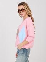 Pastelowa różowa bawełniana bluzka z rękawem 3/4