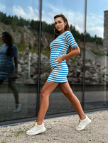 Hurtownia Biało-niebieska sukienka na co dzień z krótkim rękawem MAYFLIES