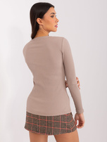 Hurt Ciemnobeżowa dopasowana bluzka w prążek BASIC FEEL GOOD 