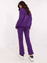 Hurt Ciemnofioletowy dresowy komplet z prostymi spodniami