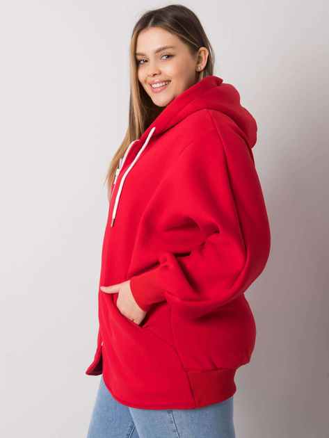 Czerwona bluza plus size z kapturem Ella