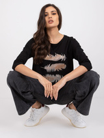 Czarna bluzka z bawełny ze ściągaczem Anisa