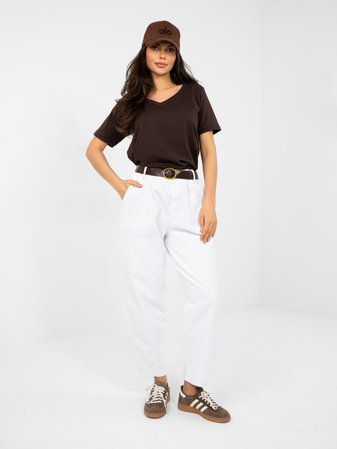 Białe sztruksowe spodnie z kieszeniami