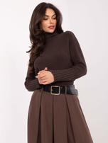 Brązowa długa spódnica z paskiem