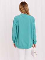 Turkusowa dresowa bluza basic o fasonie oversize 