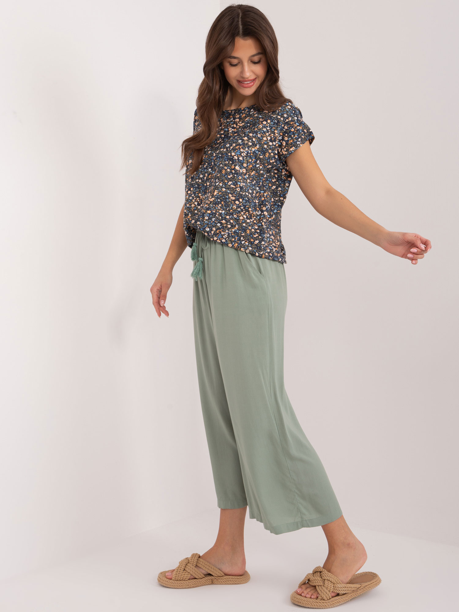 Hurt Khaki fabric pants made of viscose SUBLEVEL.