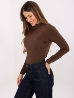 Brązowa elegancka bluzka z długim rękawem RUE PARIS 