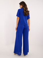 Hurtownia Kobaltowy damski komplet letni z krótką koszulą