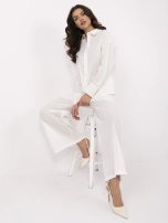 Ecru letni komplet damski z rozpinaną koszulą