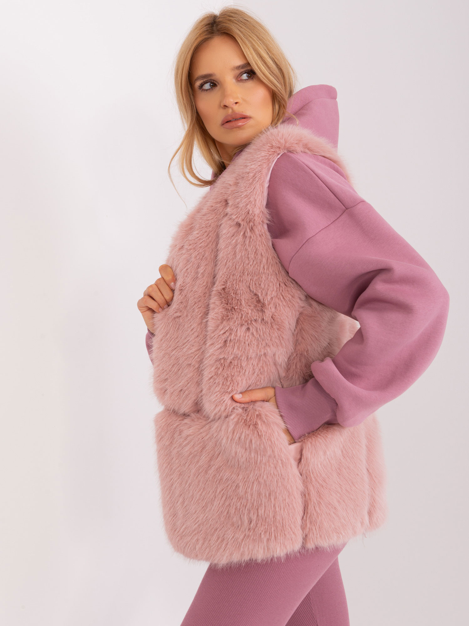 Wholesale Light Pink Fur Women's Vest