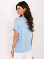 Jasnoniebieska damska bluzka z krótkim rękawem RUE PARIS 