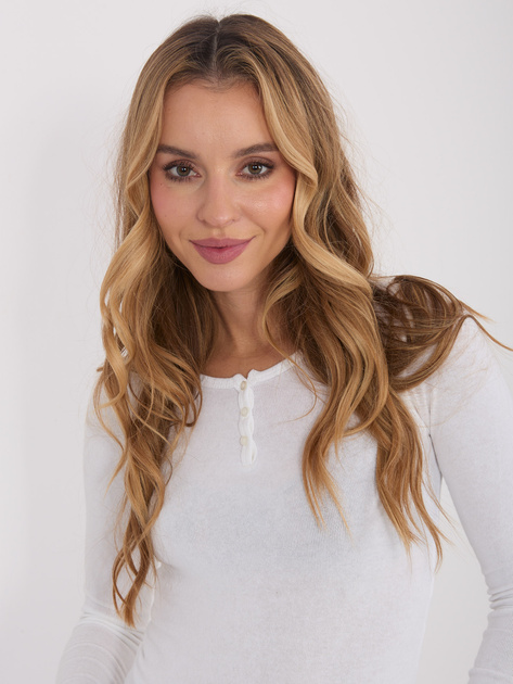 Ecru krótka bluzka basic z okrągłym dekoltem