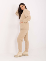 Beżowy swetrowy komplet z domieszką wełny