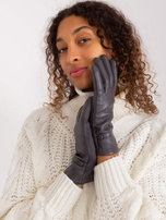 Hurt Ciemnoszare eleganckie rękawiczki z guzikiem