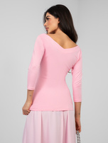 Pastelowa różowa bawełniana bluzka basic RUE PARIS 