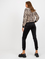 Hurt Beżowo-czarny komplet welurowy ze spodniami RUE PARIS