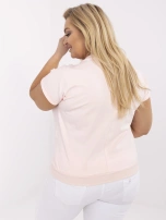 Jasnoróżowa bluzka plus size z krótkim rękawem
