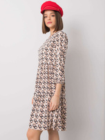 Ecru sukienka z falbaną Libby RUE PARIS