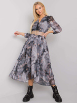 Schwarz-graues Kleid mit Gürtel Janesville.