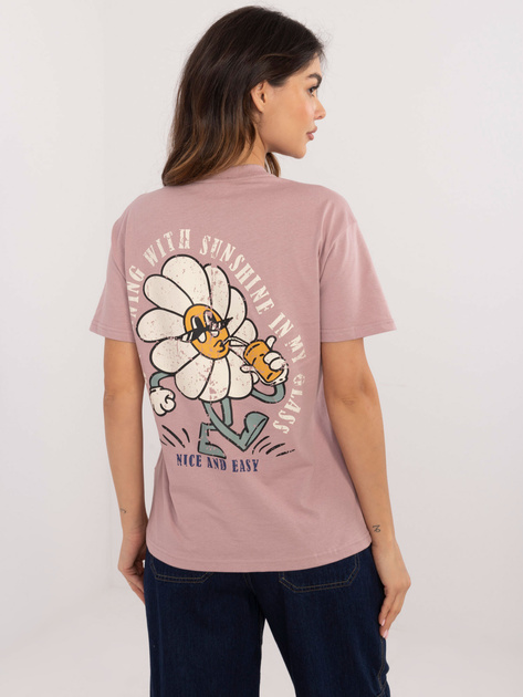 Hurtownia Brudnoróżowy t-shirt z napisami SUBLEVEL