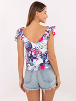 Biały top z letnim nadrukiem RUE PARIS