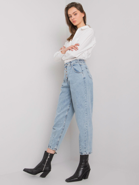 Niebieskie damskie spodnie mom jeans Varenna