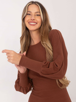 Brązowa sukienka prążkowana Leticia RUE PARIS