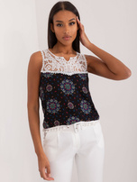 Hurtownia Czarno-niebieski damski top z wiskozy 