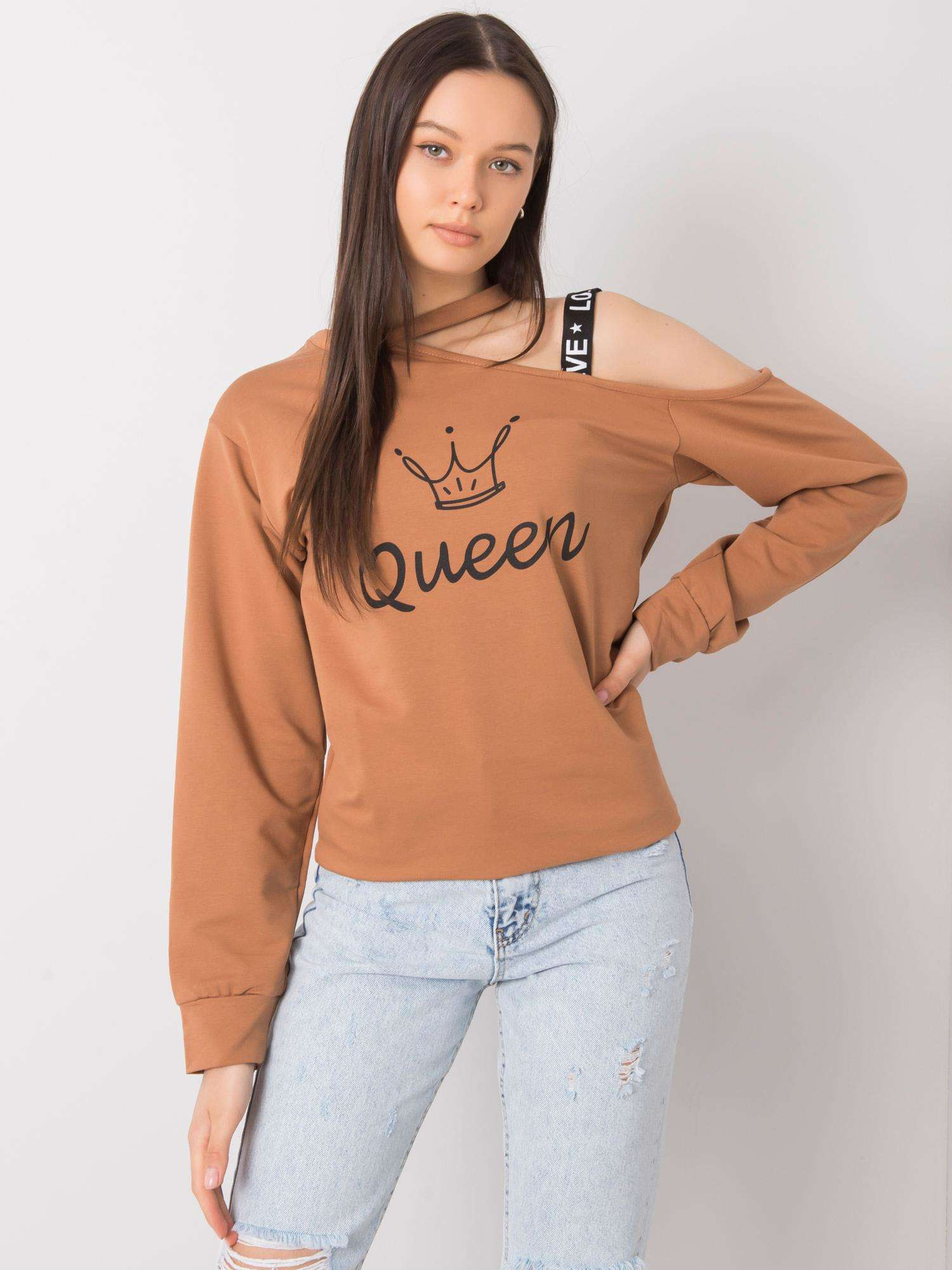 Camelowa bluzka z nadrukiem Glenda