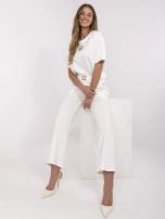 Ecru damski komplet z krótkim rękawem