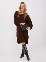 Ciemnobrązowa dzianinowa sukienka z dekoltem V