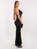 Black maxi dress with a mermaid cut.