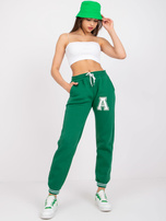 Ciemnozielone spodnie dresowe z wysokim stanem Darina