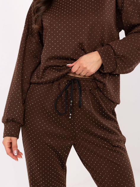 Brązowy komplet z prostymi spodniami RUE PARIS