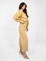 Camelowe bawełniane spodnie carrot 