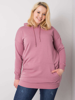 Brudnoróżowa dresowa bluza plus size z kapturem Luna