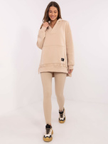 Hurt Beżowy trzyczęściowy komplet z ocieplaną bluzą