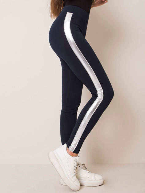 Granatowo-srebrne legginsy Rissa RUE PARIS