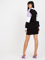 Hurt Fioletowo-czarna prosta sukienka basic z kołnierzykiem RUE PARIS