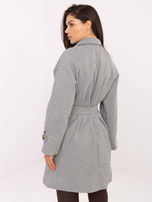 White-dark gray striped coat RUE PARIS.