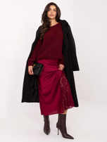 Burgundowa satynowa spódnica o kroju syrenki RUE PARIS 