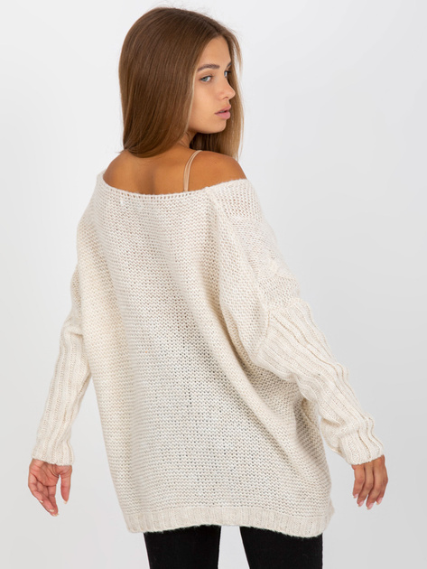 Hurt Ecru sweter z warkoczami o kroju oversize OCH BELLA