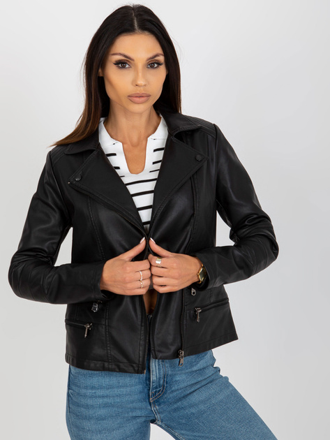 Hurt Czarna damska kurtka ramoneska z pikowaniem