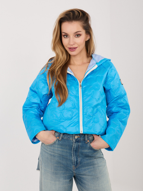 Niebieska kurtka z kwiatowym pikowaniem RUE PARIS