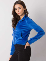 Ciemnoniebieska welurowa bluza rozpinana Charley RUE PARIS