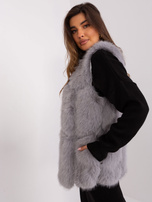 Hurt Szara kamizelka damska futrzana
