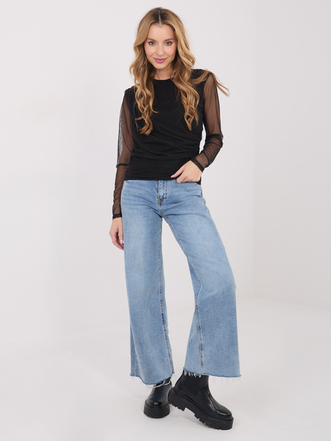 Czarna siateczkowa bluzka z długim rękawem