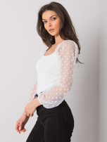 Biała bluzka z ozdobnymi rękawami Charm RUE PARIS